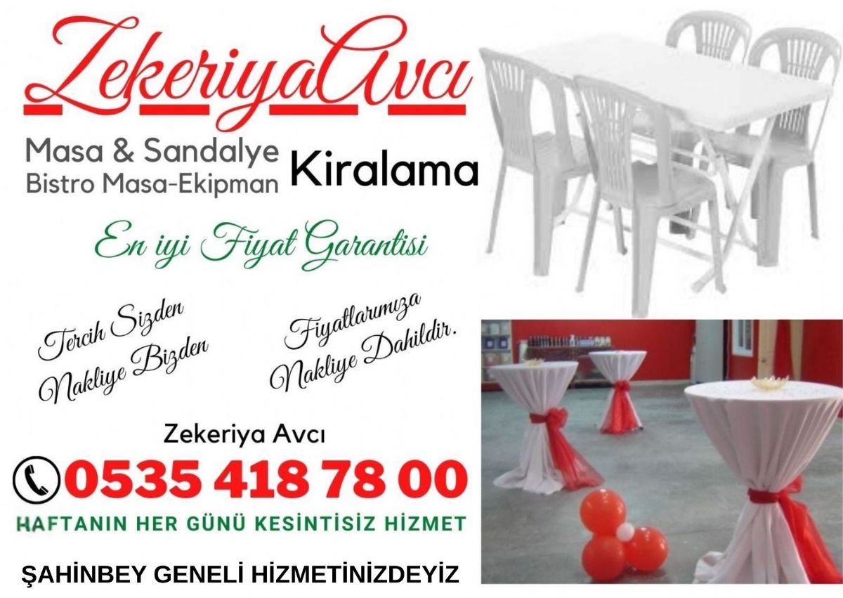 Şahinbey Masa Sandalye Kiralama